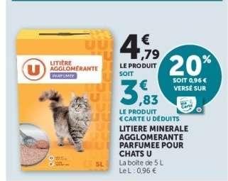 Litière Minérale Agglomérante Parfumée Pour Chats U