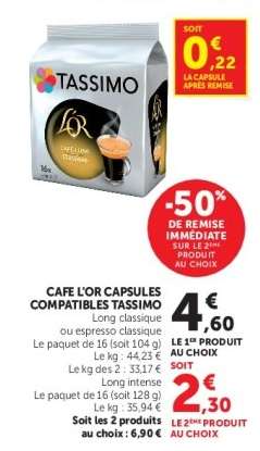 CAFE L'OR CAPSULES COMPATIBLES TASSIMO