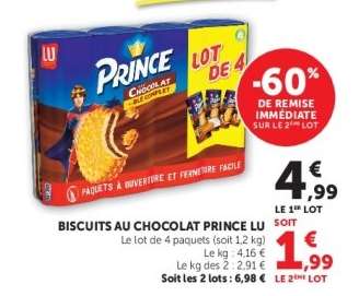 BISCUITS AU CHOCOLAT PRINCE LU