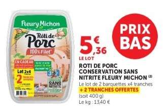 Rôti de Porc Conservation Sans Nitrite Fleury Michon