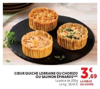 Cœur Quiche Lorraine ou Chorizo ou Saumon Épinards