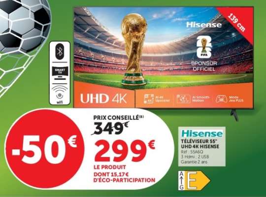 Téléviseur 55" UHD 4K Hisense