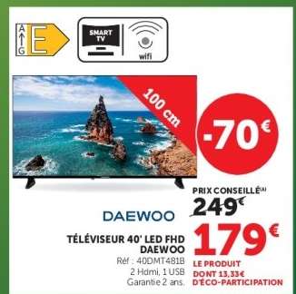 TÉLÉVISEUR 40'' LED FHD DAEWOO