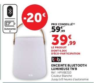 ENCEINTE BLUETOOTH LUMINEUSE T'N'B