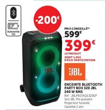 ENCEINTE BLUETOOTH PARTY BOX 320 JBL 240 W RMS