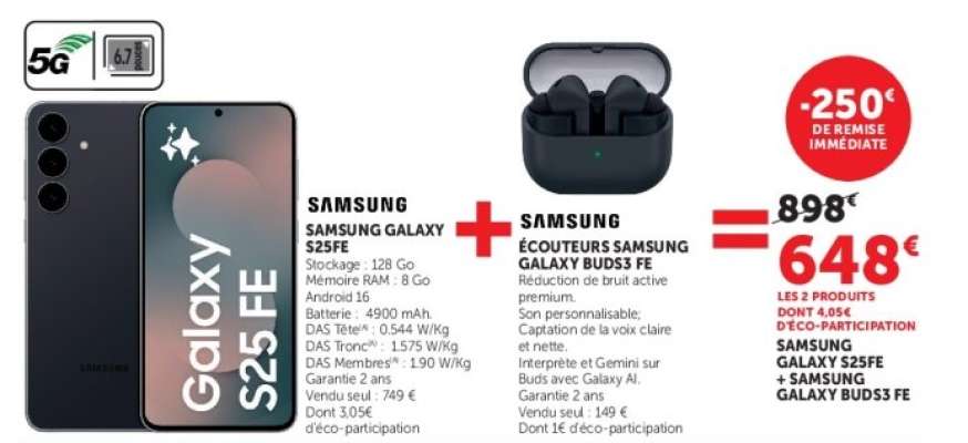 Samsung Galaxy S25 FE + Samsung Galaxy Buds3 FE