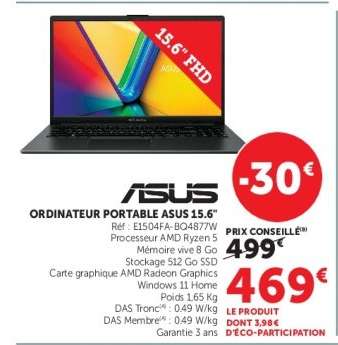 ORDINATEUR PORTABLE ASUS 15.6”