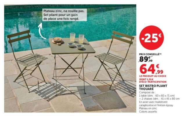 SET BISTRO PLIANT THOUARE