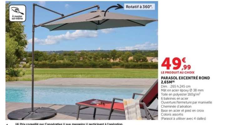 PARASOL EXCENTRÉ ROND 2,65M