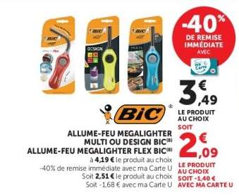 ALLUME-FEU MEGALIGHTER MULTI OU DESIGN BIC