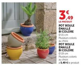 POT BOULE ÉMAILLÉ BI COLORE