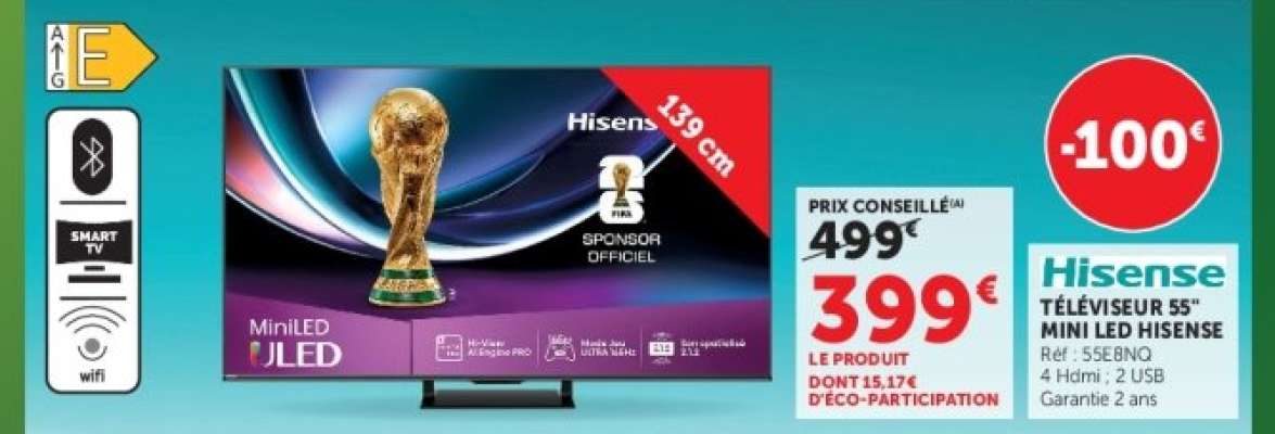 Téléviseur 55'' Mini LED Hisense