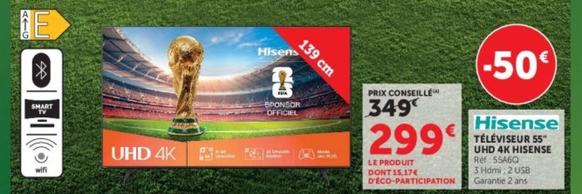 Téléviseur 55" UHD 4K Hisense