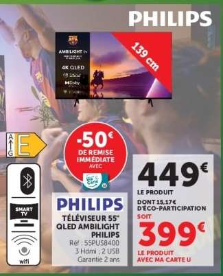 PHILIPS TÉLÉVISEUR 55'' QLED AMBILIGHT