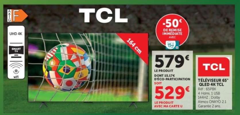 TCL Téléviseur 65" QLED 4K