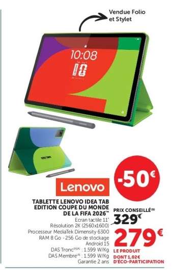 TABLETTE LENOVO IDEA TAB EDITION COUPE DU MONDE DE LA FIFA 2026