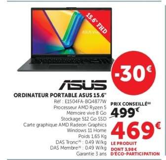 ORDINATEUR PORTABLE ASUS 15.6”