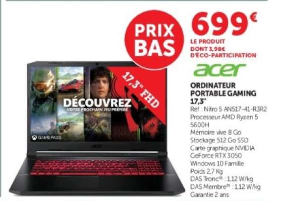 Acer Ordinateur Portable Gaming 17,3"