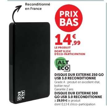 DISQUE DUR EXTERNE 250 GO USB 3.0 RECONDITIONNE