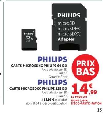 PHILIPS CARTE MICROSDXC PHILIPS 128 GO