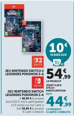 JEU NINTENDO SWITCH 2 LEGENDES POKEMON Z-A