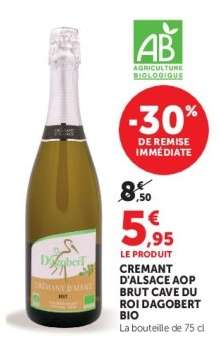 CREMANT D'ALSACE AOP BRUT CAVE DU ROI DAGOBERT BIO