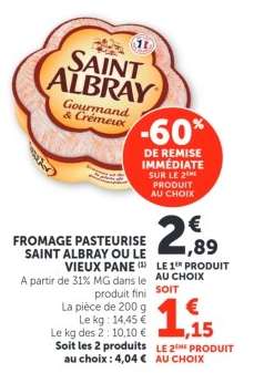 FROMAGE PASTEURISE SAINT ALBRAY OU LE VIEUX PANE