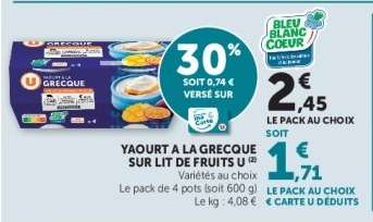 YAOURT À LA GRECQUE SUR LIT DE FRUITS U