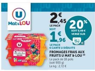 FROMAGES FRAIS AUX FRUITS U MAT & LOU