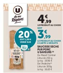 SAUCISSE SECHE PUR PORC U SAVEURS