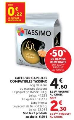CAFE L'OR CAPSULES COMPATIBLES TASSIMO