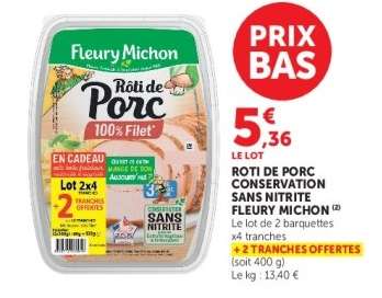 Rôti de Porc Conservation Sans Nitrite Fleury Michon