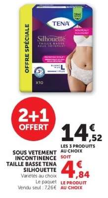 SOUS VETEMENT INCONTINENCE TAILLE BASSE TENA SILHOUETTE