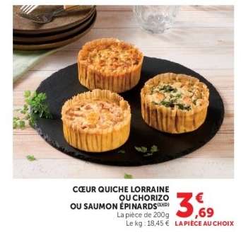 Cœur Quiche Lorraine ou Chorizo ou Saumon Épinards