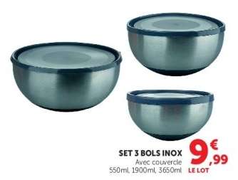 SET 3 BOLS INOX