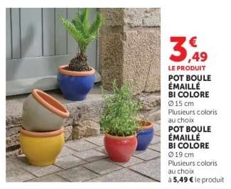 POT BOULE ÉMAILLÉ BI COLORE