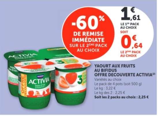 YAOURT AUX FRUITS AU BIFIDUS OFFRE DECOUVERTE ACTIVIA