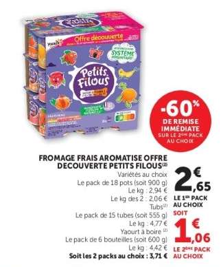 FROMAGE FRAIS AROMATISÉ OFFRE DÉCOUVERTE PETITS FILOUS