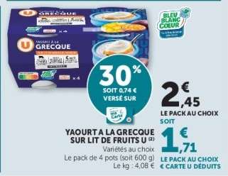 YAOURT À LA GRECQUE SUR LIT DE FRUITS U