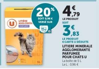 Litière Minérale Agglomérante Parfumée Pour Chats U
