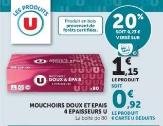 Mouchoirs Doux et Épais 4 Épaisseurs U