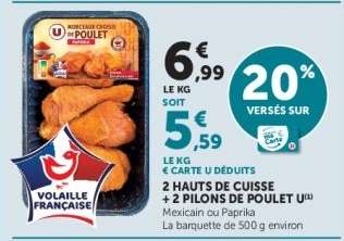 2 Hauts de Cuisse + 2 Pilons de Poulet U