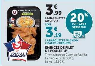 EMINCES DE FILET DE POULET U