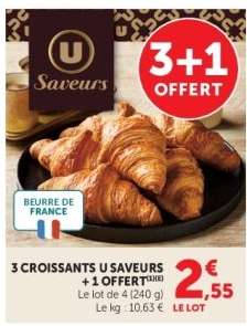 3 Croissants U Saveurs + 1 Offert