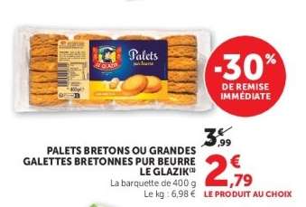 PALETS BRETONS OU GRANDES GALETTES BRETONNES PUR BEURRE LE GLAZIK