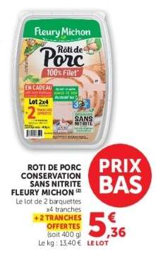 Rôti de Porc Conservation Sans Nitrite Fleury Michon
