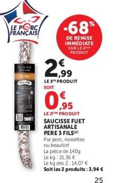 Saucisse Fuet Artisanale Pere 3 Fils