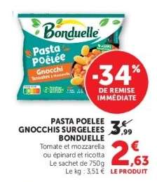 PASTA POELEE GNOCCHIS SURGELEES BONDUELLE