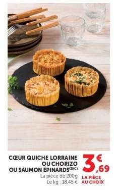 Cœur Quiche Lorraine ou Chorizo ou Saumon Épinards