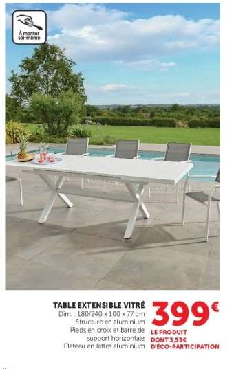 TABLE EXTENSIBLE VITRÉE